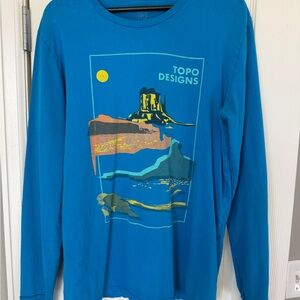 Topo Designs Teal Long Sleeve with Graphic Print